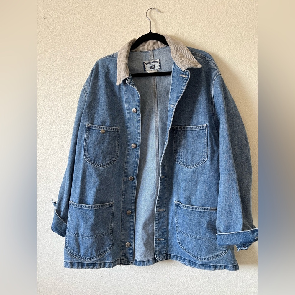 Authentic Vintage Lee USA Made Button Front Denim Jacket corduroy collar